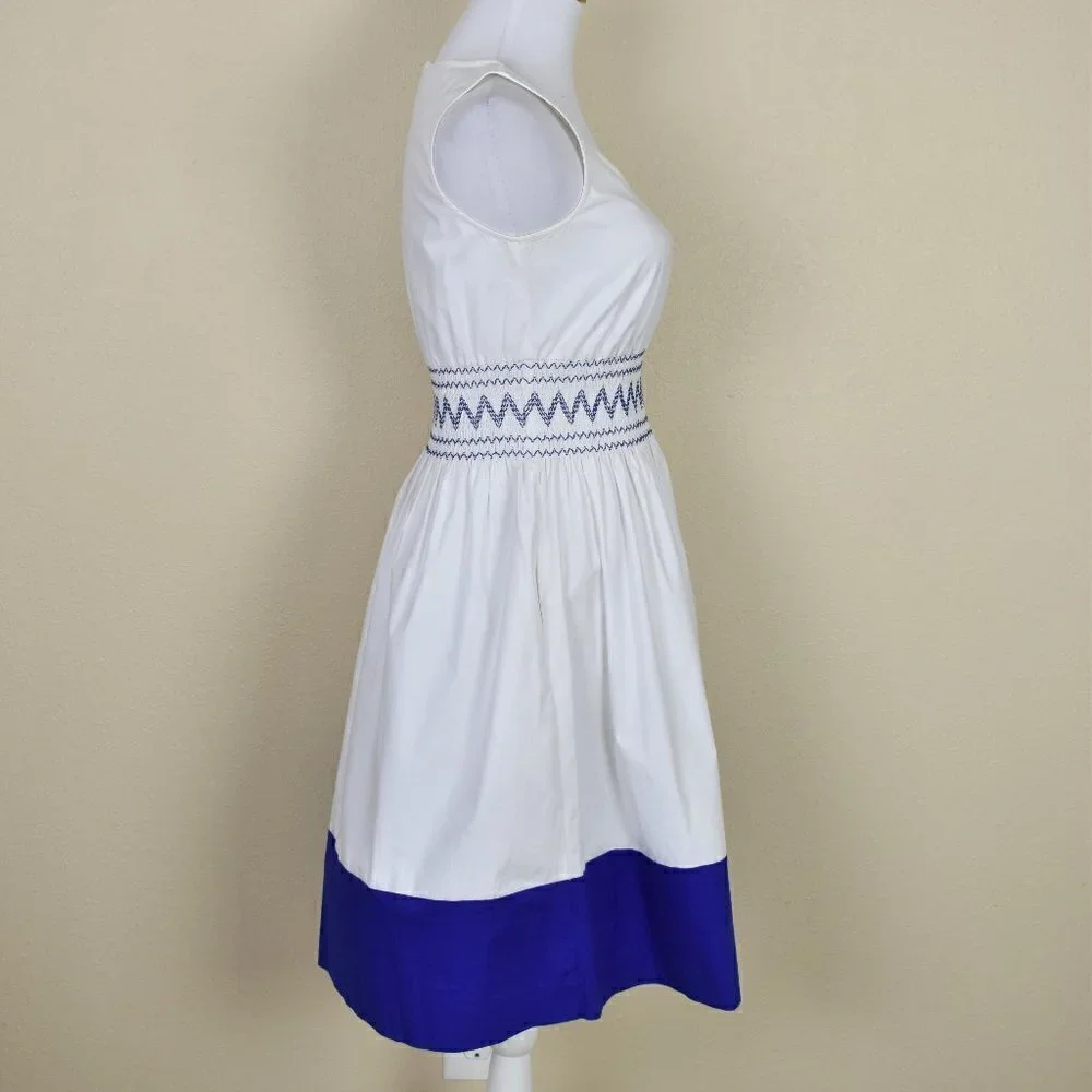 Kate Spade Fit Flare Smocked Poplin Dress XS